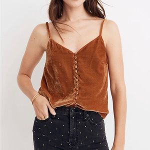 Navy blue Madewell velvet button down cami. Size XL